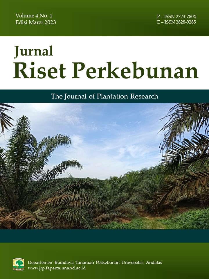					View Vol. 4 No. 1 (2023): Jurnal Riset Perkebunan (JRP)
				