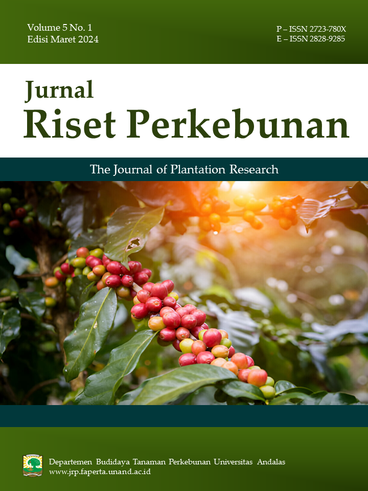 					View Vol. 5 No. 1 (2024): Jurnal Riset Perkebunan (JRP)
				